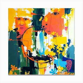 Abstract Painting, Acrylic On Canvas, Yellow Color Canvas Print