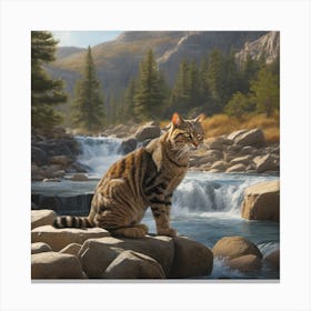 Cat By The Stream Canvas Print