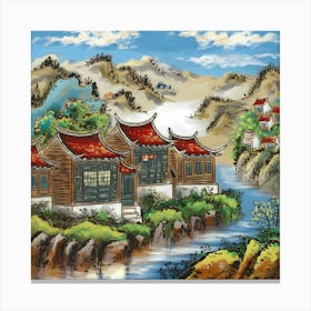 Chinese Village Canvas Print