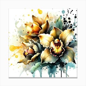 Watercolor Of Orchids 1 Canvas Print