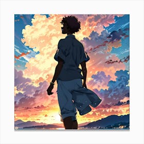 Man Standing On A Beach Canvas Print