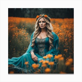 Mermaid In A Field Canvas Print