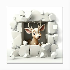 Deer In A Wall Canvas Print