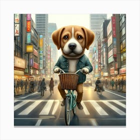 Dog On A Bicycle 1 Canvas Print