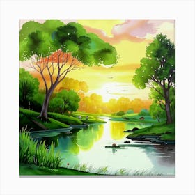 Sunset By The River 2 Canvas Print