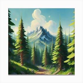 Dense forest with pine trees and marijuana 4 Canvas Print