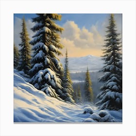 A Scottish Landscape, The Highlands in the Snow 3 Canvas Print