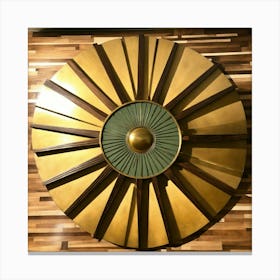 Midcentury Brass Radial Sun Figure On Top Of Walnu (1) Canvas Print