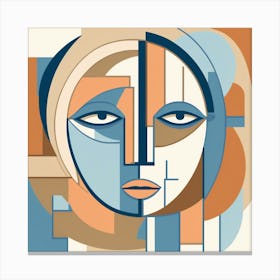 Abstract Face Broken Into Geometric Shapes With Sections Filled In With Shades Canvas Print