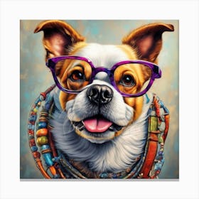 Dog With Glasses Canvas Print