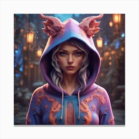Girl In A Hoodie Canvas Print