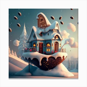 House In The Snow Canvas Print