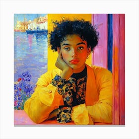 Girl With Curly Hair Canvas Print