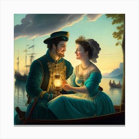 Couple In The Boat Canvas Print