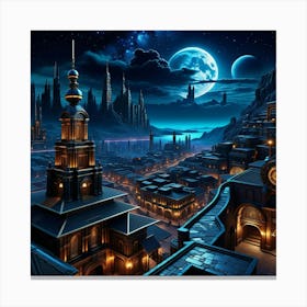 Fantasy City At Night 1 Canvas Print