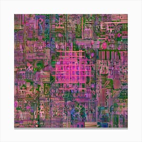 Pink Computer Circuit Board Canvas Print