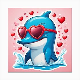 Cute Dolphin In Sunglasses Canvas Print