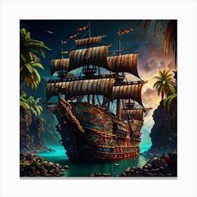 Pirate Ship In The Ocean 1 Canvas Print