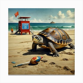 Turtle On The Beach 14 Canvas Print