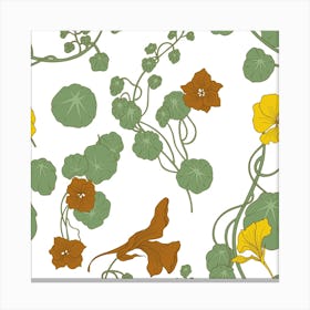Nasturtium Flowersplant Leaves Canvas Print