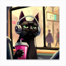 Cat relaxing on bus Canvas Print