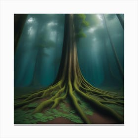Tree Roots In The Forest Canvas Print