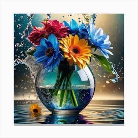 Flowers In Water 4 Canvas Print