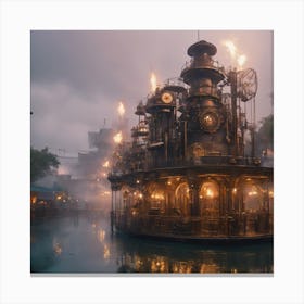 Steampunk Theme Park on an Island Canvas Print