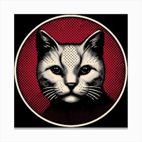 Cat On A Red Background Canvas Print