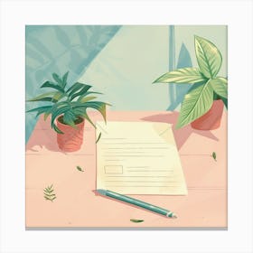 Letter And Plants Canvas Print