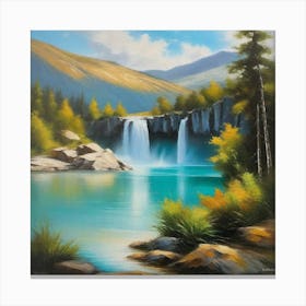 Waterfall In The Mountains 37 Canvas Print