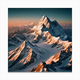 Mountain Ranges At Sunset Canvas Print