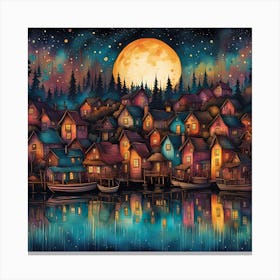 Night In The Village 2 Canvas Print