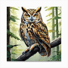 Owl In The Forest 204 Canvas Print