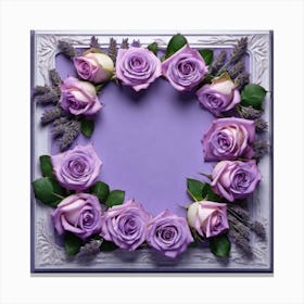 Frame Of Lavender Roses Canvas Print