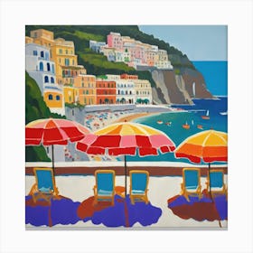 The Amalfi Coast Series in Style of David Hockney 2 Canvas Print