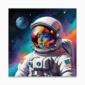 Astronaut Colorful Illustration Art Print 2 Canvas Print