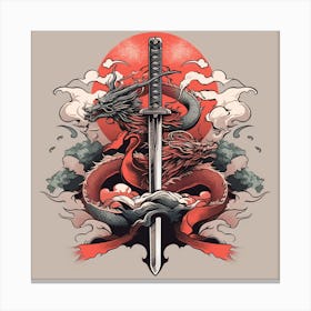 Dragon And Samurai Canvas Print