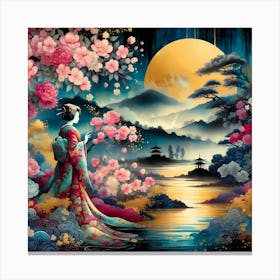 Creative Geisha Illustration 33 Canvas Print