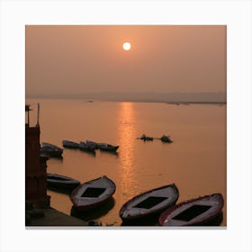 Sunrise On The Ganga River In Varanasi, India Canvas Print