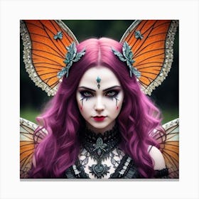Gothic Girl With Wings Canvas Print