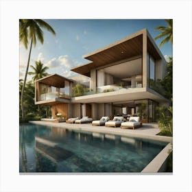 Modern Villa In The Tropics 1 Canvas Print