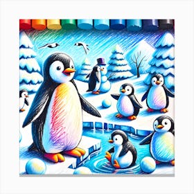 Super Kids Creativity:Penguins In The Snow 1 Canvas Print