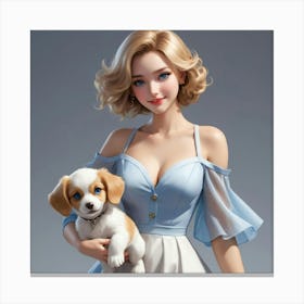 Portrait Of A Girl With A Dog 1 Canvas Print