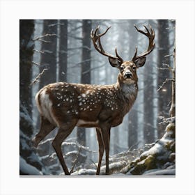 Deer In The Woods 44 Canvas Print