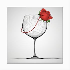 Wine Glass With Rose Canvas Print