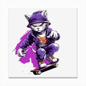 Cat Skateboarder Canvas Print