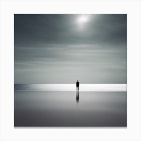 Lonely Man On The Beach Canvas Print