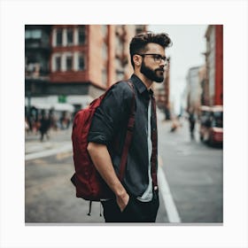 Young Man With Backpack 1 Canvas Print