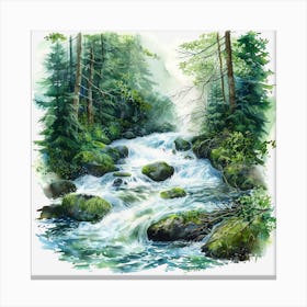 Waterfall In The Forest 3 Canvas Print